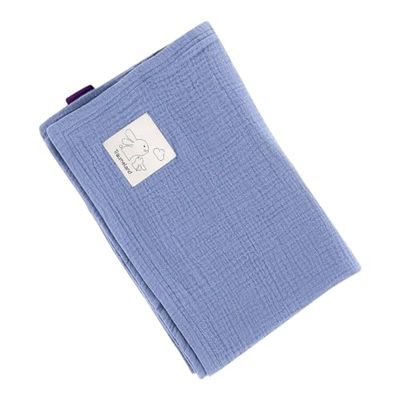 Träumeland Couverture pour bébé en Mousseline Bleu Clair, 75 x 100 cm – Couverture Douillette Polyvalente, Extra Douillette – Parfaite également comme sous-Couche, Serviette d'allaitement ou