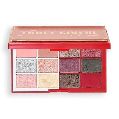 Revolution Beauty Palette di ombretti Truly Sinful Blood, trucco per costumi viso e occhi di Halloween, 12 vasetti con custodia 3D per il gocciolamento del sangue