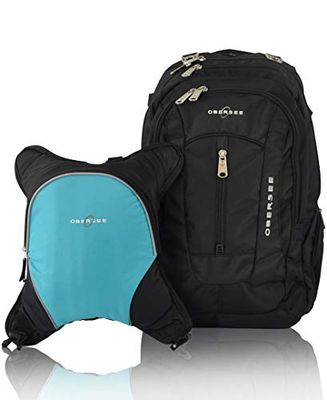 Obersee Baby-Boy's O3BBPCA030 Bern Diaper Backpack, Shoulder Bag, with Food Cooler, Clip to Stroller Turquoise, Black/Turquiose, One Size
