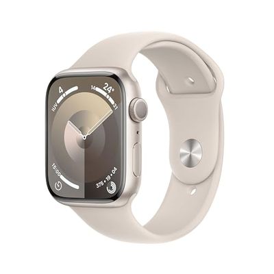 Apple Watch Series 9 GPS 45mm Smartwatch con cassa in alluminio color galassia e Cinturino Sport galassia - M/L. Fitness tracker, app Livelli O₂, display Retina always-on, resistente all’acqua