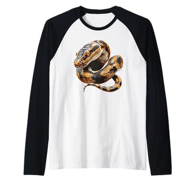 Una potente anaconda arrotolata con squame sorprendenti Maglia con Maniche Raglan