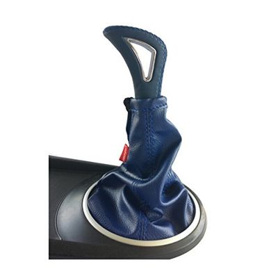 akhan-tuning GKC110BB - Soufflet de levier de vitesses cuir, Pommeau de Shifter Gaine universel Gaiter Couverture Botte manchette collier Bleu