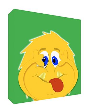 'Feel Good Art – toile décoratif épais solide afrontado, motif "l'idiot du monstre, Titus, couleur vert Medio - 38 x 38 x 4 cm vert