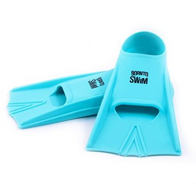 BornToSwim Zwemvliezen voor volwassenen, korte trainingsvliezen van siliconen, turquoise, 44-46