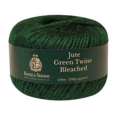Kent & Stowe - Corda de juta de 150 m / 250 g em verde branqueado, corda de jardim de 3 camadas para uso em casa, jardim, horta ou florista, ferramentas de jardim todo o ano feitas de juta