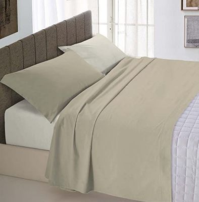 Italian Bed Linen Natural Color sängkläder set, 100% bomull, grå (Dove Grey), creme, dubbel