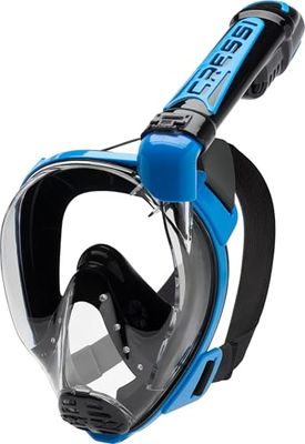 Cressi Duke Masque Complet/Integral conçu pour Snorkeling avec Tuba Dry Mixte Adulte, Noir/Bleu, S/M