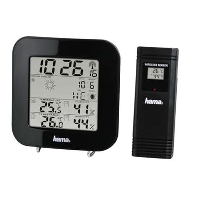 Hama EWS-200 Batteri Svart - Väderstation (Svart, Batteri)