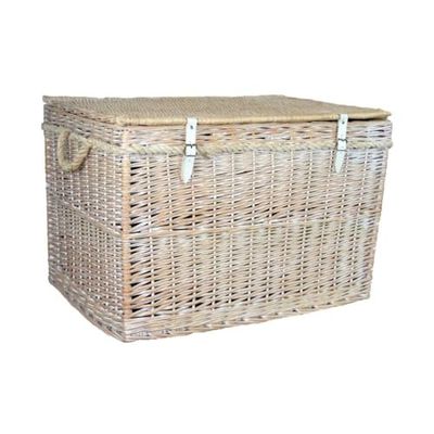Red Hamper Large White Wash Finish Storage Wicker Basket