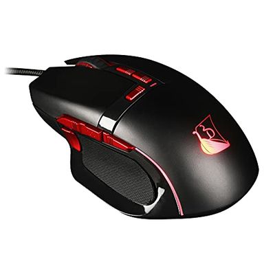 Konix Drakkar Souris filaire Baldur pour PC gaming - 10 boutons - Câble 1,8 m - Connexion USB - Rétroéclairage rouge - Noir