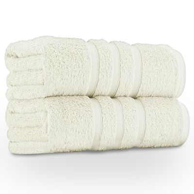 GC GAVENO CAVAILIA Lot de 2 draps de Bain Jumbo de qualité supérieure, 100% Coton filé à l'anneau, très absorbants et à séchage Rapide, Doux, de qualité hôtelière, crème