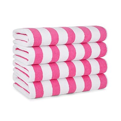 Arkwright randiga strandhanddukar (30 x 60, 4-pack) – 100% bomull perfekta poolhanddukar, badhanddukar (rosa)