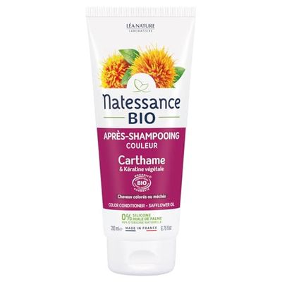 Natessance - Après-Shampooing Couleur - Carthame Bio & Kératine Végétale - Certifié Bio Cosmos Organic - Tube de 200 ml