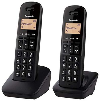 Panasonic KX-TGB612EB Cordless Landline Telephone, with Nuisance Call Blocker and Shock Resistant Handsets, Twin Pack - Black