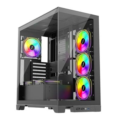 1st Player MIKU Mi8 Black Mid Tower Case with 7 x RGB Fans