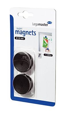 Legamaster Imanes superadhesivos en blíster C y C, aprox. 2500 g, 35 mm, color negro