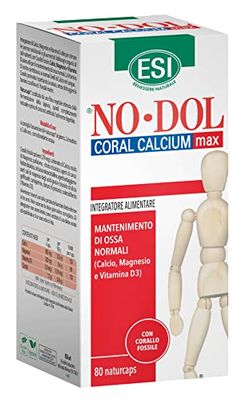 ESI - No-Dol Coral Calcium Max, Integratore Alimentare a Base di Calcio, Corallo Fossile, Magnesio e Vitamina D3, Contribuisce al Mantenimento delle Ossa, Senza Glutine, 80 Naturcaps