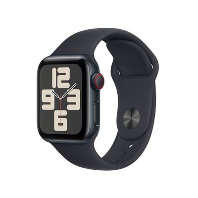 Apple Watch SE (2e generatie, 2023) (GPS + Cellular 40 mm) Smartwatch - Kast van middernacht aluminium - Middernacht sportbandje M/L. Conditie en slaap bijhouden, ongelukdetectie, hartritme monitoren