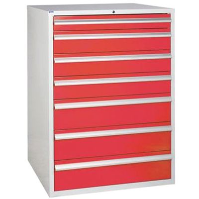 Action Handling EUC1206065X-Red Drawer Cabinet, 3 x 100 mm, 3 x 150 mm and 2 x 200 mm Compartments, 1200 mm H, 600 mm W, 650 mm L, Red