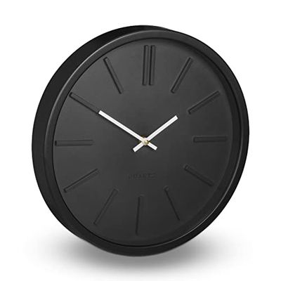 Relaxdays Wall Clock, Classic Round Shape, Modern Look, Analogue, Ticking, for Kitchen, Living Room, Study, Ø35cm, Black