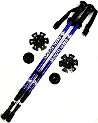 Telescopische trekkingstok met 3 delen, verstelbaar van 110 tot 135 cm.