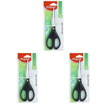 Maped 17 cm Essentials Scissors - Green, 468010 (Pack of 3)