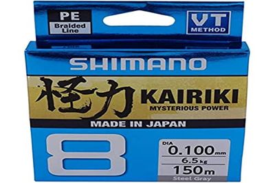 Shimano Kairiki 8, 150 Meter, Gris Claro, 0.160 mm/10.3 kg, Línea de Pesca Trenzada, 59Wpla58R13