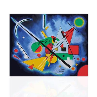 Declea Canvasmålning blå signatur hyllning Kandinsky Modern Canvas Konst Modern Träram - Tillverkad i Italien Heminredning