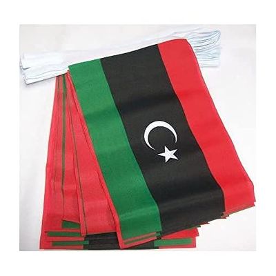 AZ FLAG Guirlande 12 mètres 20 Drapeaux Libye 45x30 cm - Drapeau libyen 30 x 45 cm