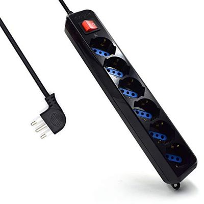 Eminent EM3923 extensão - extensões de corrente, Ita 10A/Schuko, 250V/2500W, 1,5 m, preto