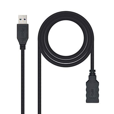 Nanocable - 10.01.0901-BK - Cavo USB 3.0 prolunga, tipo A/M-A/F, maschio-femmina, nero, 1.0 mts