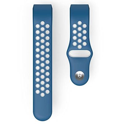 Hama Fitbit Cinturino di ricambio regolabile da 22 mm per smartwatch Fitbit Charge 3 e Charge 4, cinturino sportivo traspirante da sostituire, cinturino intercambiabile in silicone, bottone a pressione in acciaio inox), blu/grigio