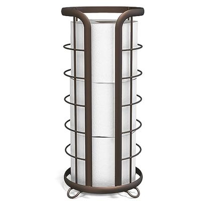 BROOKSTONE, Support de Papier Toilette en Bronze, Organisateur de Papier Toilette Autonome, Solution de Rangement Minimaliste, Design Moderne et élégant [Peut contenir des Rouleaux méga]