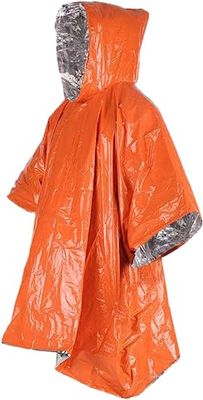 Cao Poncho de Survie réutilisable Adulte Unisexe, Orange OU Kaki, 1,00 x 1,20 m