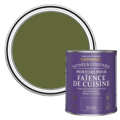 Rust-Oleum Peinture Verte Résistante à l'eau pour Faïence de Cuisine, Finition Satinée - Jasper 750ml