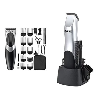 Wahl Clip ‘N Rinse Cord/Cordless Hair Clipper, Black & Groomsman Battery Hair Trimmer, Beard Trimmer for Men, Male Grooming Set, Battery Powered, Stubble Trimmers, Beard Care Kit