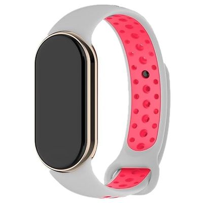 COOL Armband voor Xiaomi Smart Band 8 Sport Silicone, Grijs/Roze, Eén maat, modern