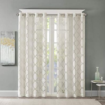 Madison Park Eden - Cortinas para Dormitorio (50 x 95 cm), diseño geométrico con Ojales, Color Marfil