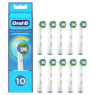 Oral-B Precision Clean Recambios Cepillo de Dientes Eléctrico, Pack de 10 Cabezales con Tecnología Clean Maximaiser, Blanco - Originales