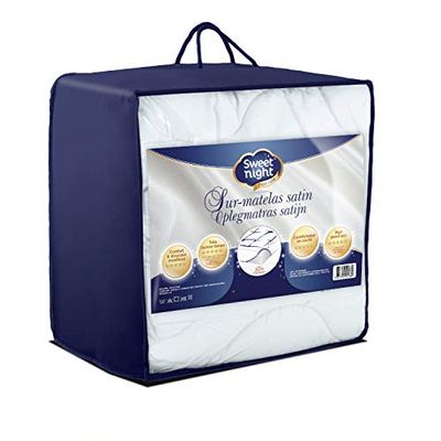 SWEET NIGHT Topper cetim, tecido, branco, 90 x 190 cm