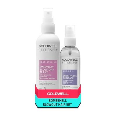 Goldwell Bombshell Blowout hair set; StyleSign Everyday Blow-Dry Spray 200ml, Weightless Shine Oil 100ml