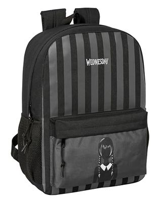 Safta WEDNESDAY – Laptop Backpack 15.6 Inches, Backpack, Ideal for Different Ages, Comfortable and Versatile, Quality and Resistance, 32 x 14 x 43 cm, Black, Black/White, Estándar, Casual