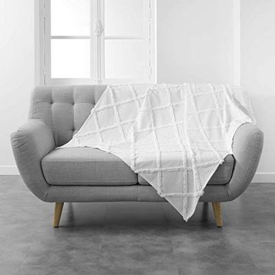 Douceur d'Intérieur, Blanket (125 x 150 cm) Calyssa White, Cotton Fantasy Finish