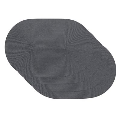 Venilia Tischset gewebt Toalha de mesa cinzenta, toalha de mesa individual para a sala de jantar, oval, 4 cortes, 45 x 30 cm, 59114, WOV Spiral Grey ov, 30 x 45 cm, 4