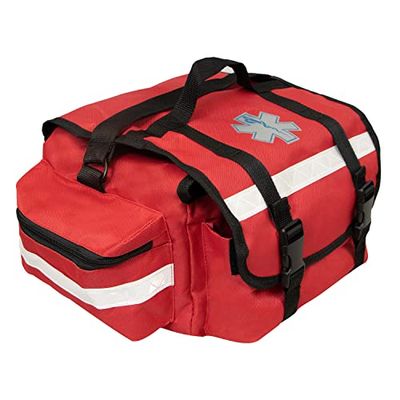 Primacare Förstahjälpen-väska för trauma, professionellt set med flera fack, väska för medicinska nödtillbehör, röd, 43,2 x 22,9 x 17,8 cm, KB-RO74-R