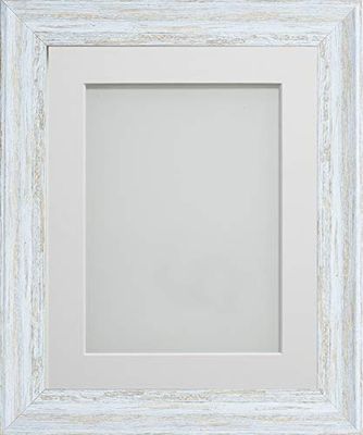 Frame Company Lynton Rustic White Photo Frame with White Mount, 20x16 for 15x10 inch, fitted with perspex