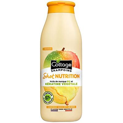 COTTAGE - Shampoing Shot Nutrition à la kératine végétale - Cheveux secs et abimés - 97% d'ingrédient d'origine naturelle - Flacon 100% recyclé - 250ml