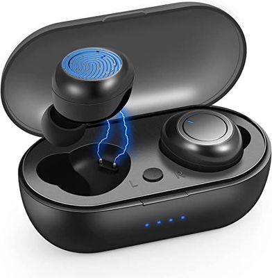 Bluetooth 5.0 hoofdtelefoon, draadloos, touch-bediening, met diepe bassen, bluetooth-hoofdtelefoon, met snellaadbox, IPX5, waterdicht, voor iPhone en Android