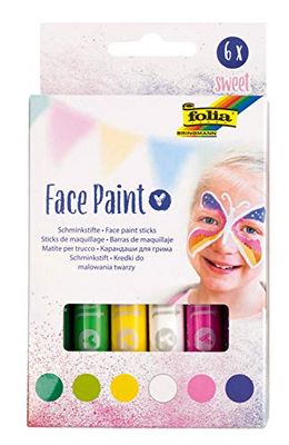 folia Face Paint Sweet Lot de 6 marqueurs colorés pour enfants testés dermatologiquement résistants aux taches lavables à l'eau et au savon pour carnaval et théâtre