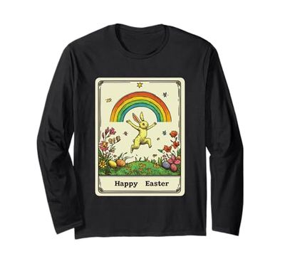 Happy Easter Bunny Arcobaleno Card Art Maglia a Manica
